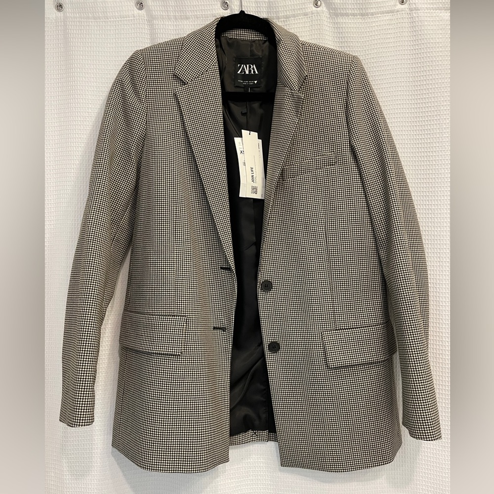 ZARA Oversized Single Breasted Plaid Blazer